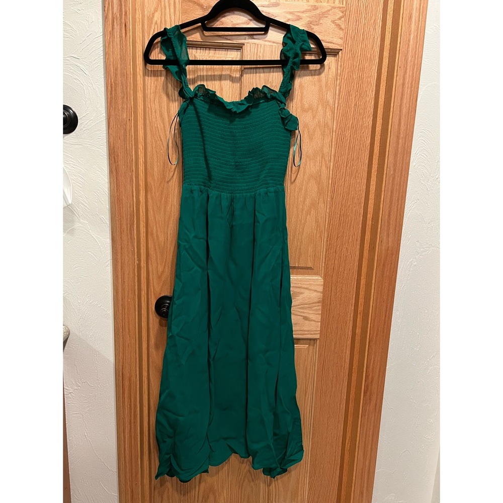 Reformation Green Ruffled Midi Dress - Picture 3 of 9
